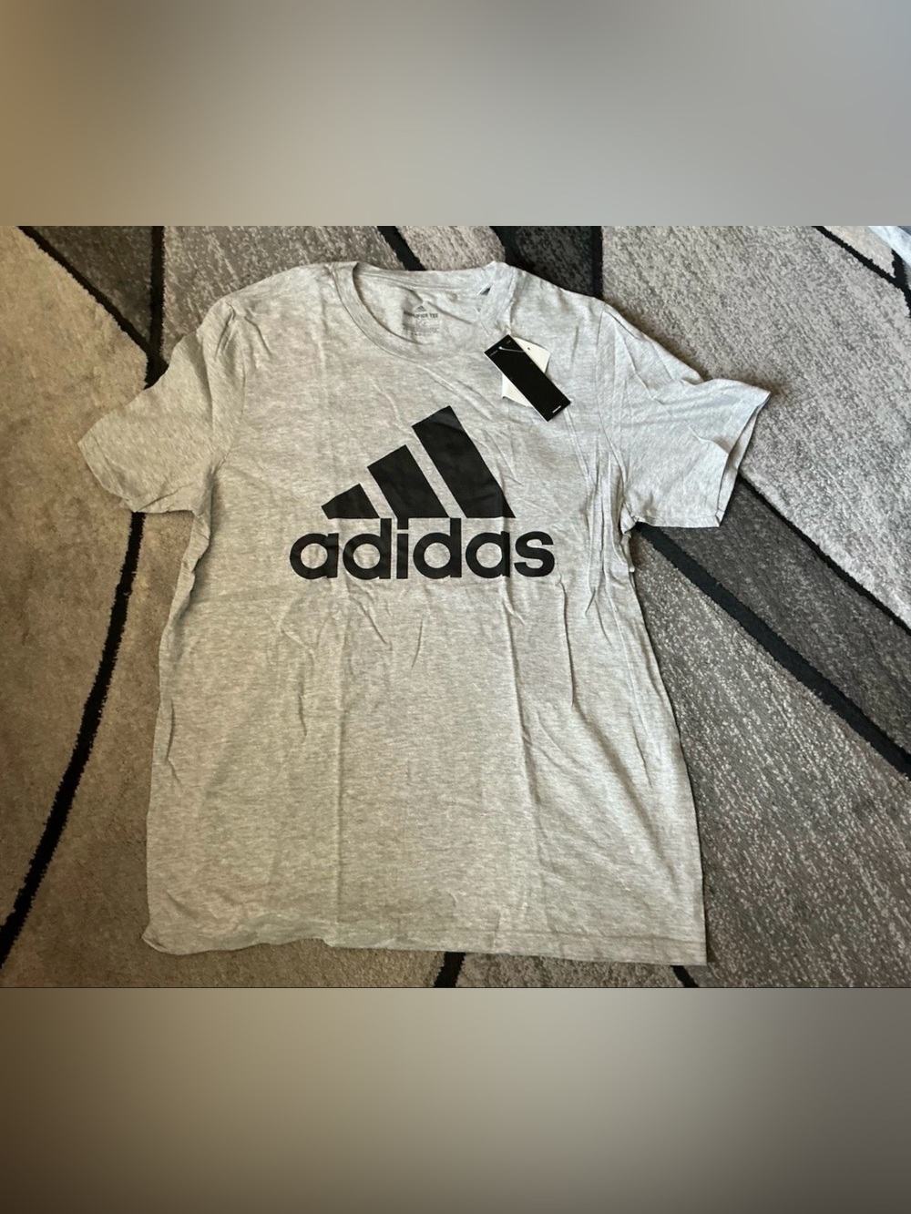 Size Large - Adidas Logo Amplifier Gray Cotton Short Sleeve Tee Shirt